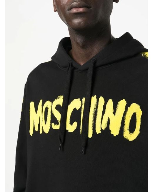 Moschino Black Logo Print Pullover Hoodie for men