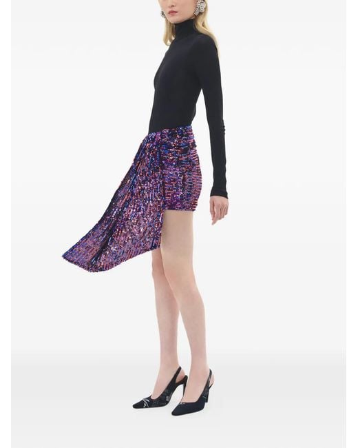 Area Blue Sequin-Embellished Wrapped Skirt