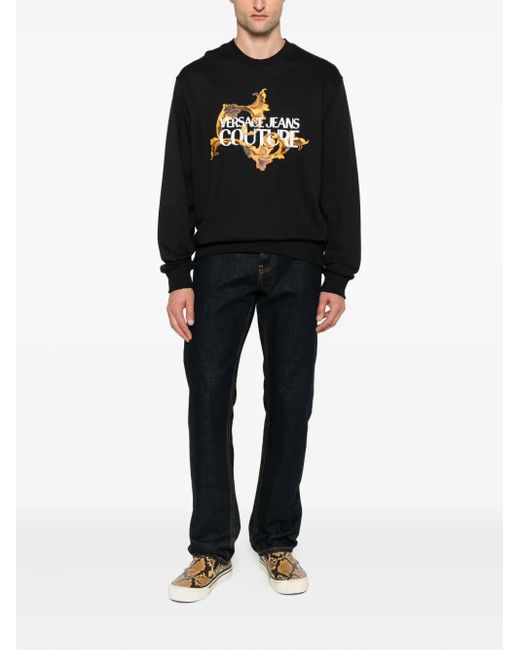 Versace Jeans Couture Black Baroque-Print Sweatshirt for men