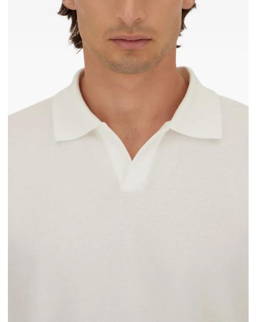 Herno White Cotton Minimalist Polo Shirt for men