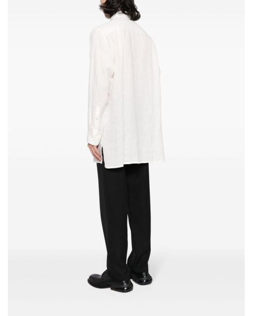 Yohji Yamamoto White Classic-collar Linen Shirt for men