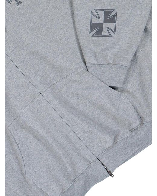Vetements Gray Logo Zip-Up Hoodie for men
