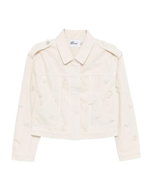 Self-Portrait White Beaded Floral Jacket