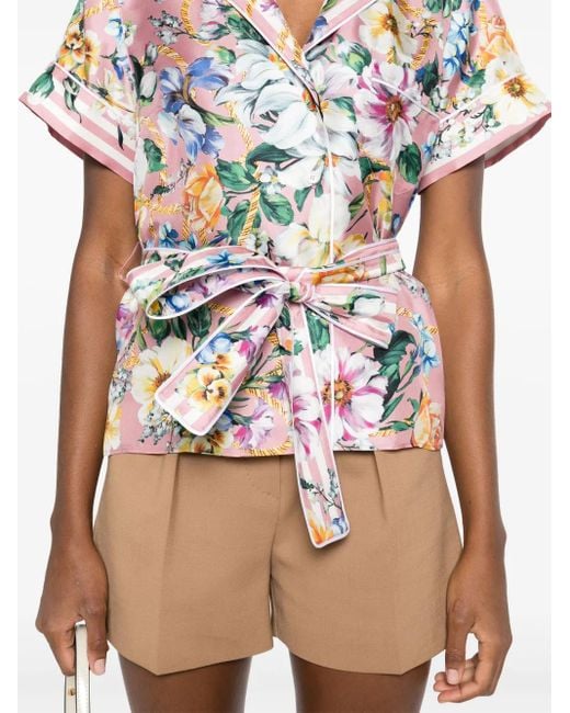 Dolce & Gabbana White Mc Shirt Flower Print Belt