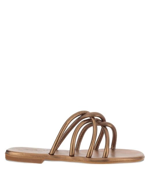 KIMAI Brown Leather Flat Sandals