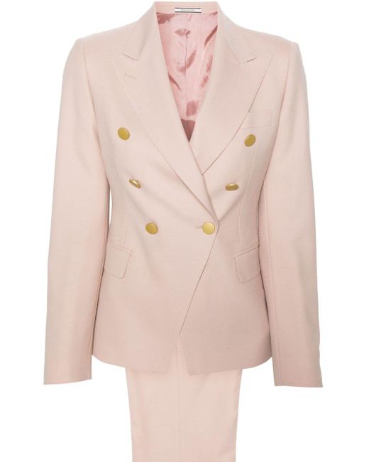 Tagliatore Pink Double-breasted Twill Suit