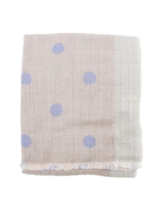 Altea White Herringbone-Pattern Polka-Dot Scarf for men