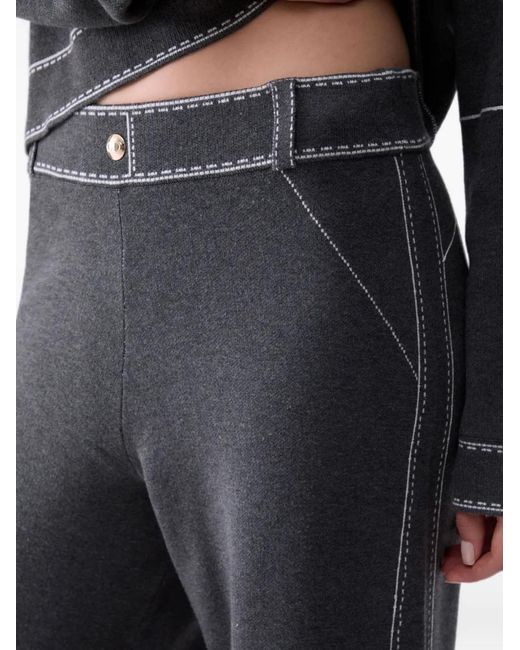 Liu Jo Gray Trousers With Contrast Stitching