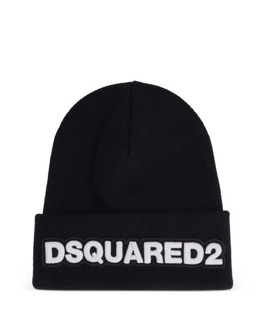 Berretto A Coste Con Logo di DSquared² in Black da Uomo