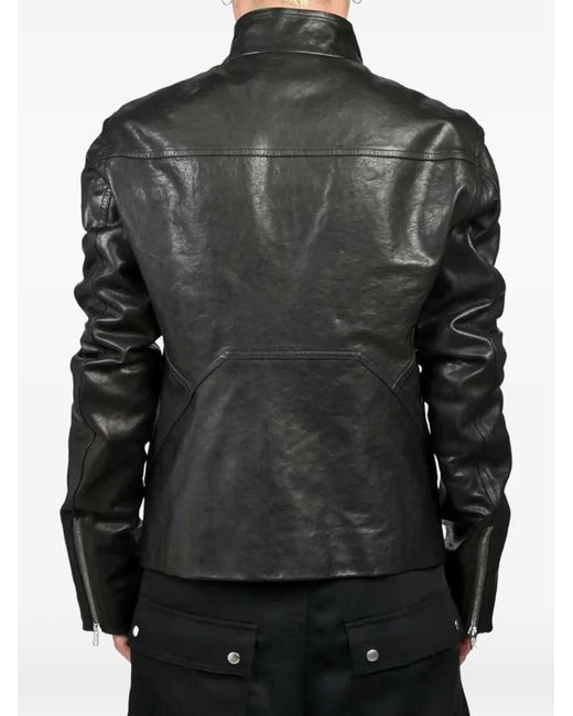 Rick Owens Black Release Padded Leather Jacket for men