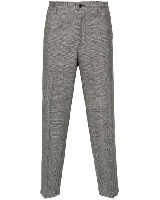 Tagliatore Gray Checked Tapered Trousers for men