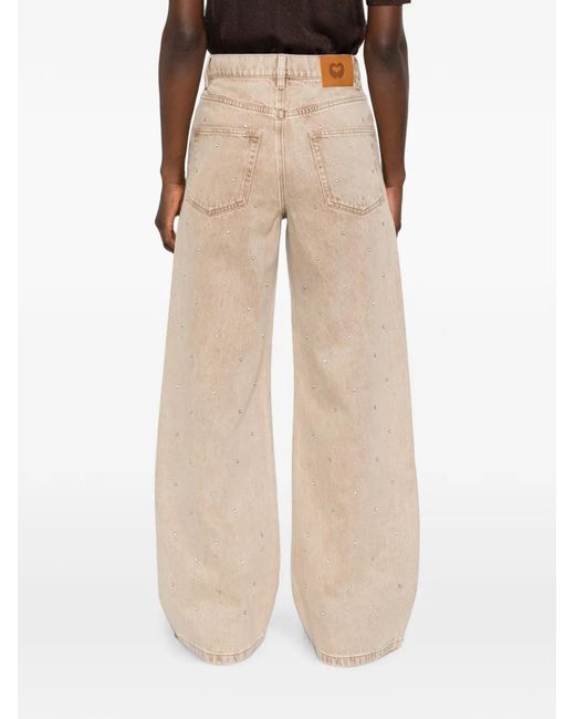 Maje White Crystal-Embellished Straight-Leg Jeans
