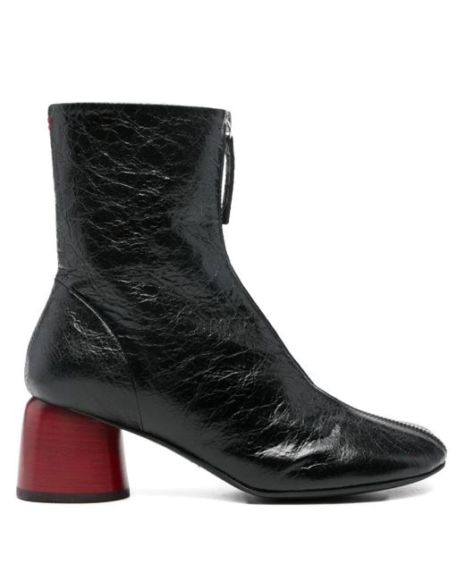 Halmanera Black 50Mm Zip-Front Sculpted-Heel Ankle Boots