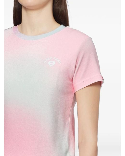 AAPE BY A BATHING AP White Gradient-Effect Logo-Print T-Shirt