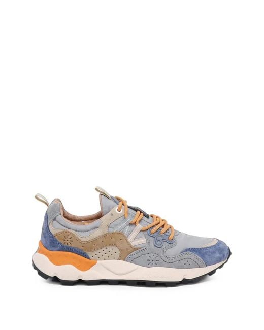 Flower Mountain White Lace-Up Suede Sneakers for men