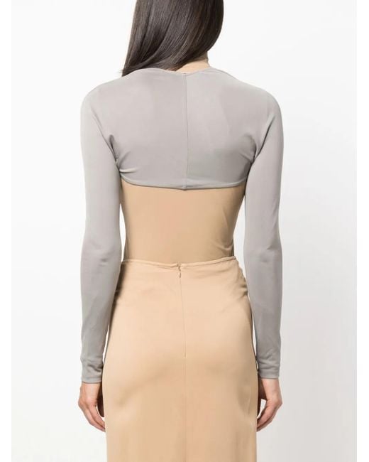 Christopher Esber Gray Long-Sleeve Cropped Top