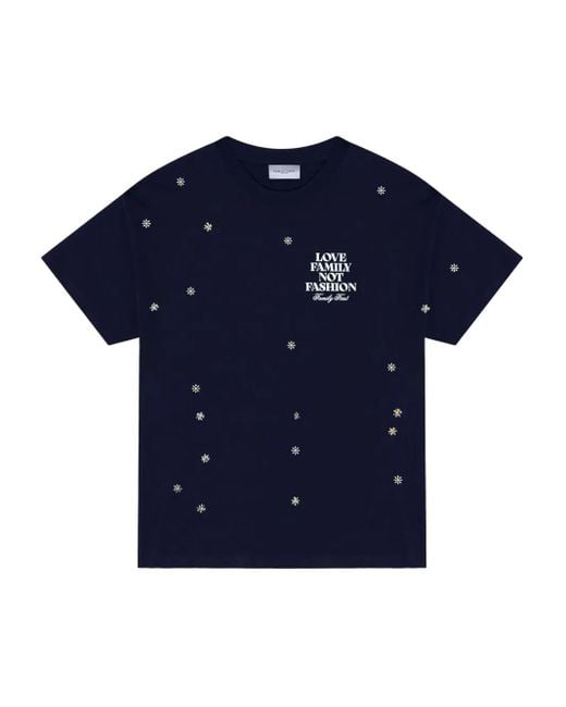 FAMILY FIRST Blue Floral-Embroidered T-Shirt for men