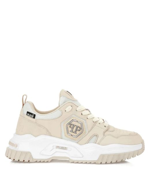 Philipp Plein Natural Logo-Plaque Sneakers