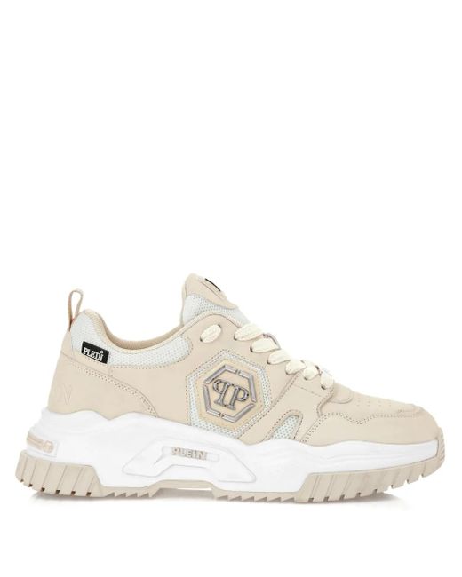 Philipp Plein Natural Logo-Plaque Sneakers