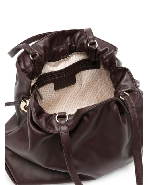 Liu Jo Black Drawstring-Fastening Logo-Plaque Tote Bag