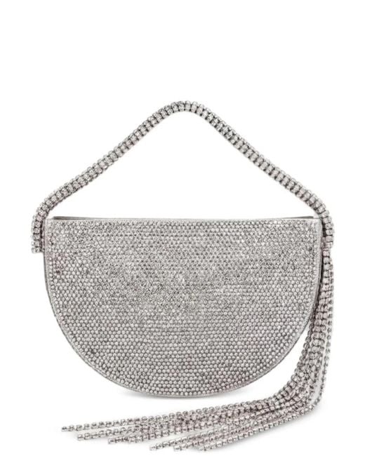 Gedebe Gray Gabi Rhinestone-Embellished Fringed Tote Bag