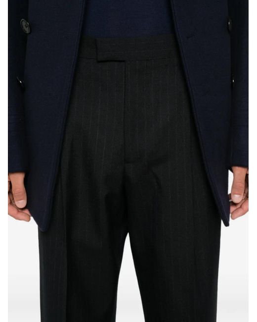 Lardini Black Pinstripe-Pattern Pleated Tailored Trousers for men