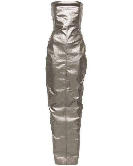 Rick Owens Metallic Lido Corset Coated Denim Gown