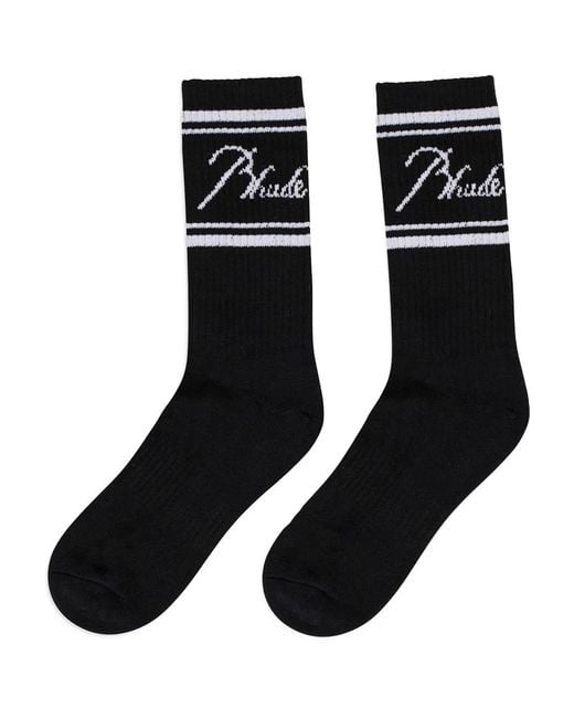 Rhude Black Logo Script Socks for men