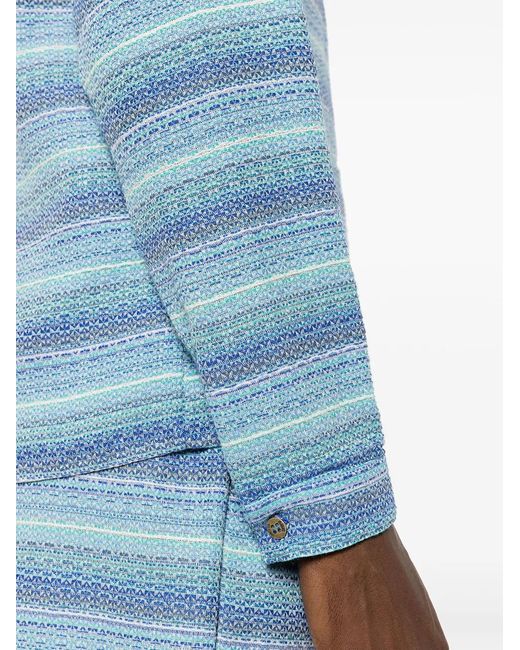 Amir Slama Blue Logo-Engraved Jacquard Shirt for men