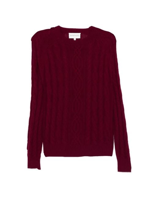 Bompard Purple Cable-Knit Round-Neck Sweater