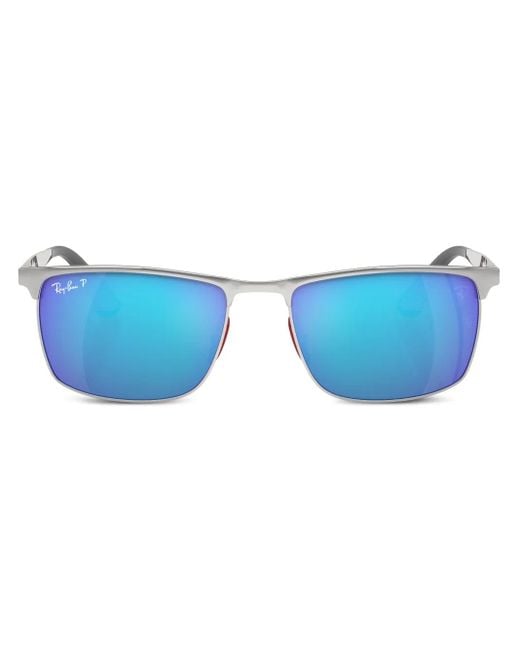Ray-Ban Blue Chromance Logo-Plaque Sunglasses