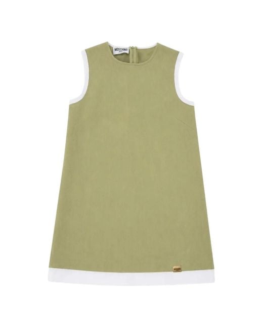 Moschino Green Contrast-Trim Sleeveless Dress