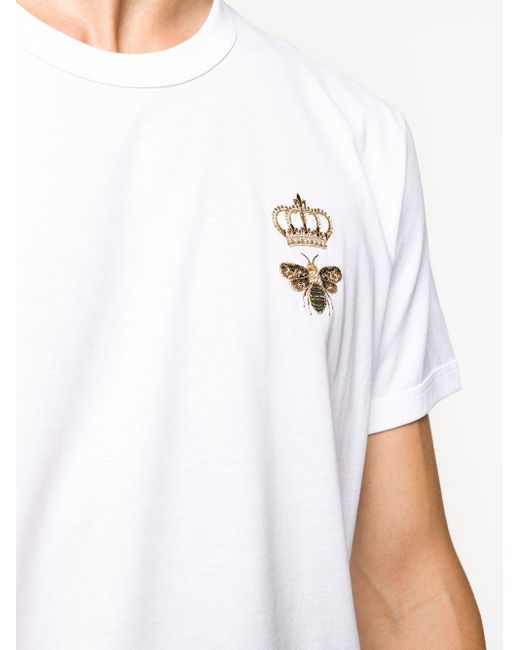 Camiseta con bordado de abeja y corona Dolce & Gabbana de hombre de color White