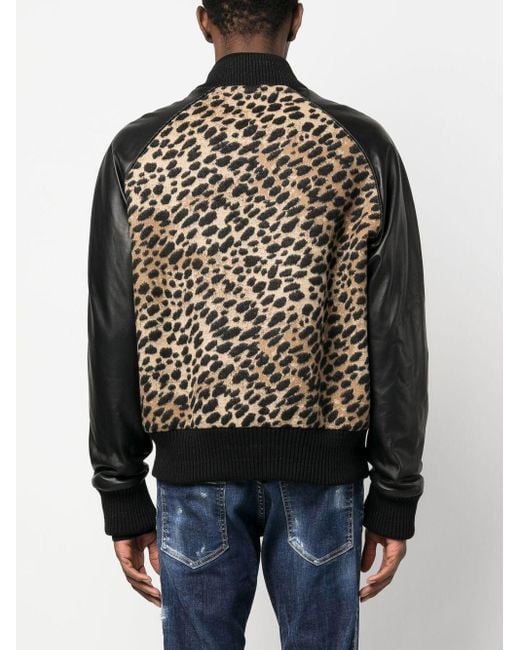 Leopard-print bomber jacket DSquared² de hombre de color Black