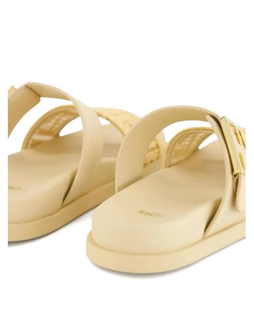 Fendi Metallic Feel Buckle Woven Sandals