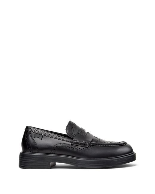 Camper Black Dean Twins Leather Loafers for men