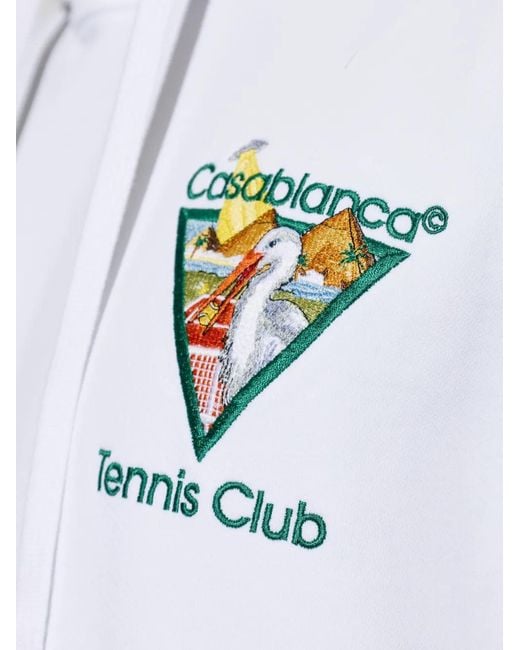 Casablanca White Tennis Club Embroidered Hoodie for men