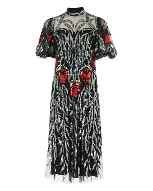 Temperley London Black Sequin-Embellished Midi Dress