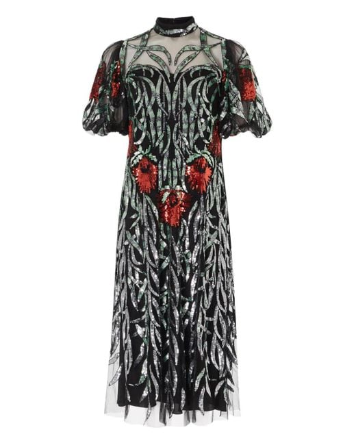 Temperley London Black Sequin-Embellished Midi Dress