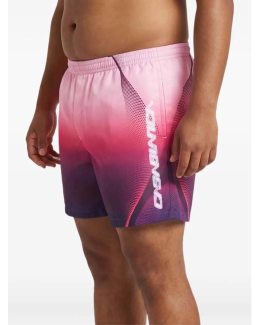 Casablanca Pink Stretch Swim Shorts With Patterned Panel for men