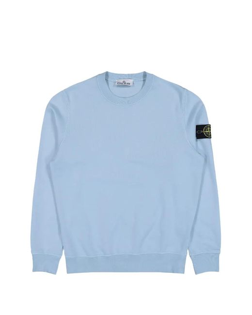 Stone Island Blue Logo-Badge Fleece Sweater for men