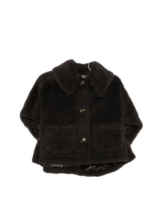 Max Mara Black Button-Up Cape Coat