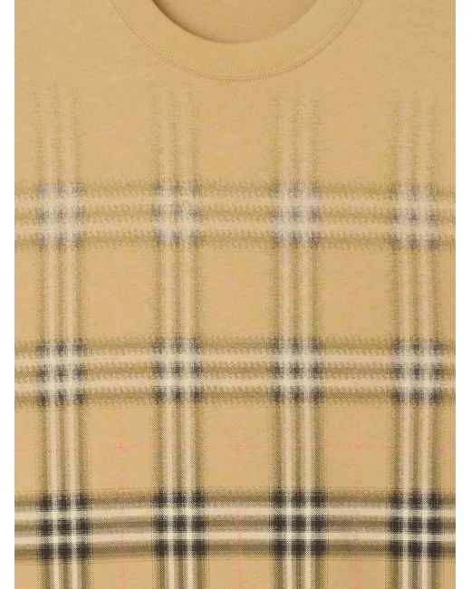 Burberry White Gradient Check Cotton T-Shirt for men