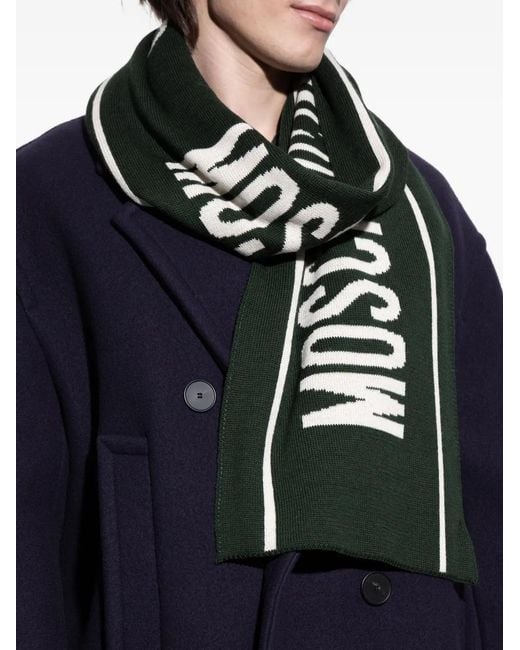 Moschino Black Milano-Logo Scarf
