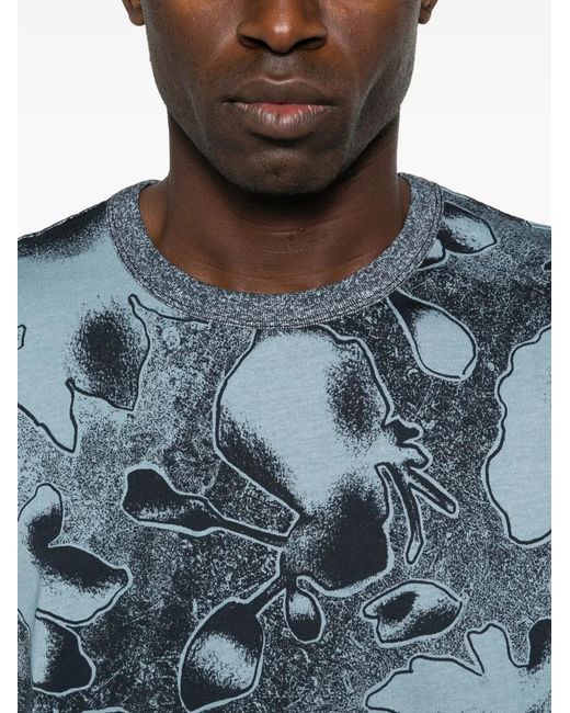 Paul Smith Blue Organic Cotton Printed T-Shirt for men