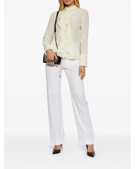 McQueen White Ruffled Silk Blouse