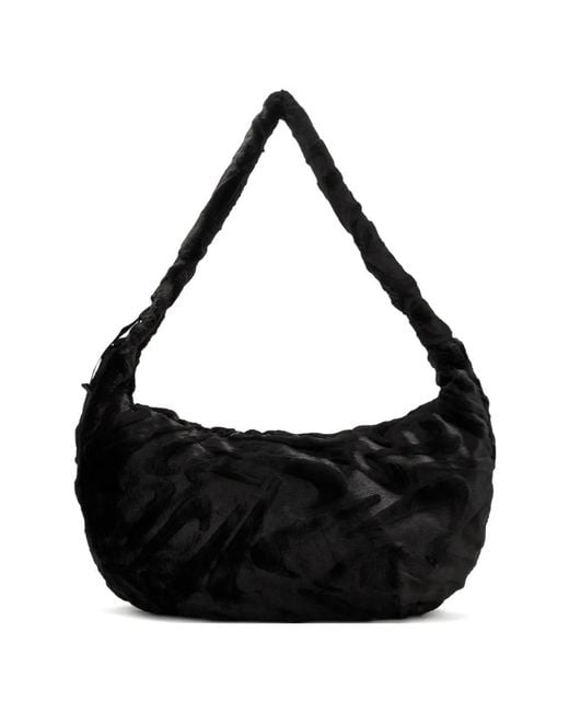 Nike Black Textured Zip Shoulder Bag