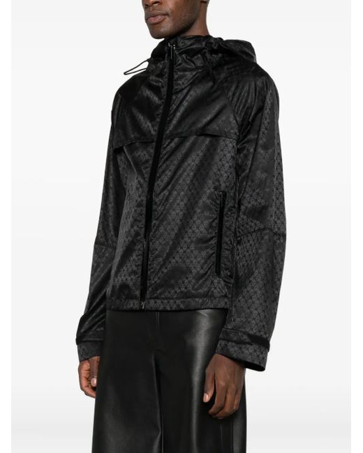 McQueen Black Zip-Up Hooded Jacket for men