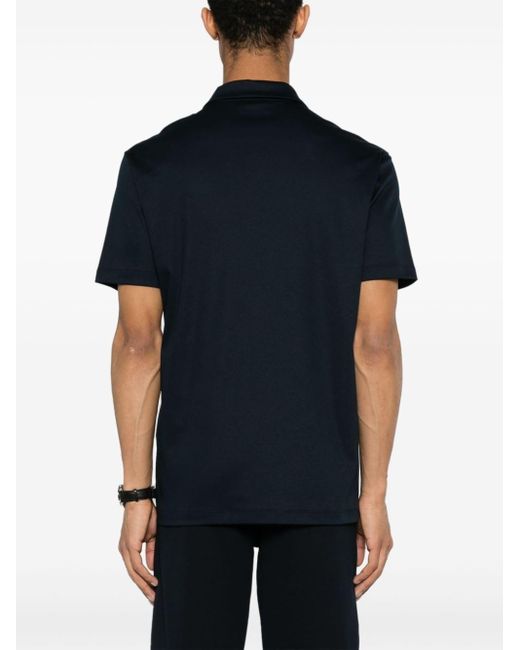 Giorgio Armani Black Embroidered-logo Cotton Polo Shirt for men
