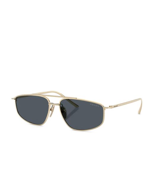 Prada Metallic Engraved Geometric-Frame Sunglasses